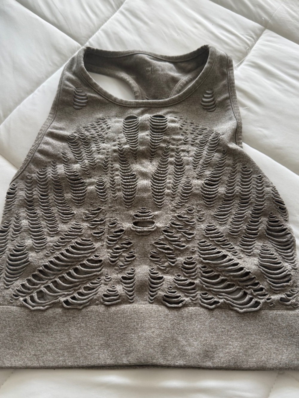 Alo Yoga Gray Distressed Seamless Sports Bra Crop Tank Size Small